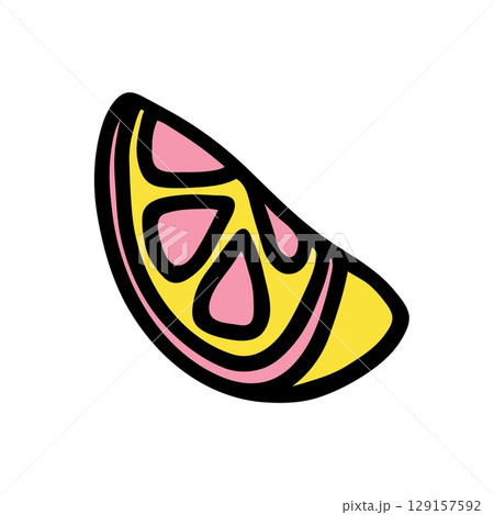 Citrus orange or lemon doodle icon hand drawn with black line in freehand style 129157592