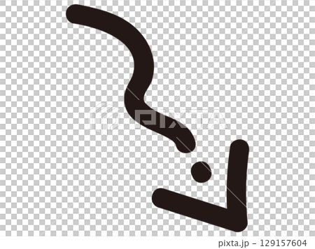 Handwritten squiggly arrow pointing downwards Handwritten squiggly arrow pointing downwards 129157604