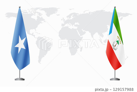 Somalia and Equatorial Guinea flags for official meeting 129157988