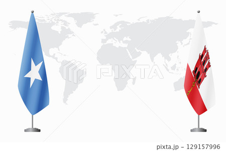 Somalia and Gibraltar flags for official meeting Somalia and Gibraltar flags for official meeting 129157996