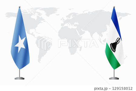 Somalia and Lesotho flags for official meeting 129158012