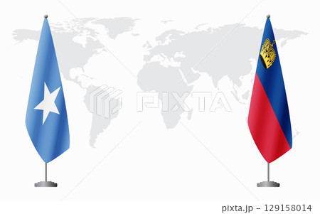 Somalia and Liechtenstein flags for official meeting 129158014