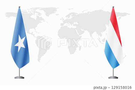 Somalia and Luxembourg flags for official meeting Somalia and Luxembourg flags for official meeting 129158016