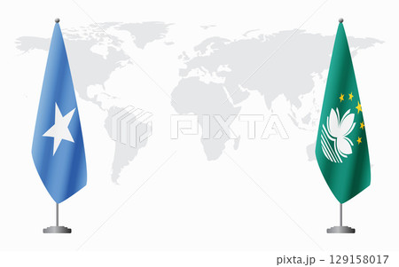 Somalia and Macau flags for official meeting 129158017