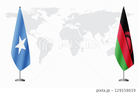 Somalia and Malawi flags for official meeting 129158019