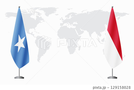 Somalia and Monaco flags for official meeting 129158028
