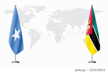 Somalia and Mozambique flags for official meeting 129158031