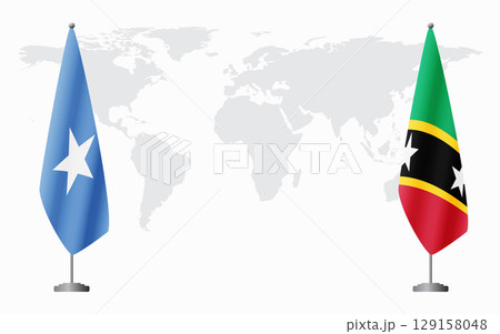 Somalia and Saint Kitts and Nevis flags for official meeti 129158048