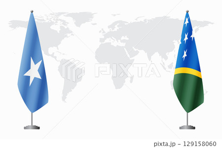 Somalia and Solomon Islands flags for official meeting 129158060