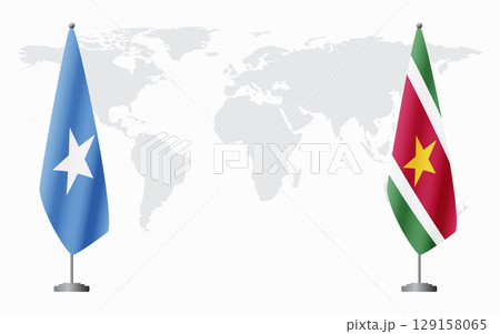 Somalia and Suriname flags for official meeting 129158065