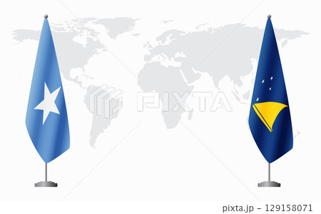 Somalia and Tokelau flags for official meeting 129158071