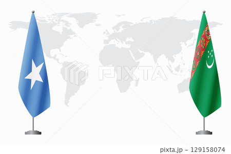 Somalia and Turkmenistan flags for official meeting Somalia and Turkmenistan flags for official meeting 129158074