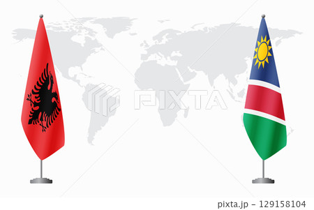 Albania and Namibia flags for official meeting Albania and Namibia flags for official meeting 129158104