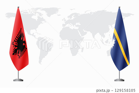 Albania and Nauru flags for official meeting 129158105