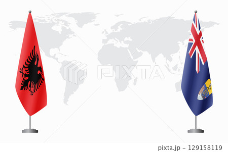 Albania and Saint Helena flags for official meeting 129158119
