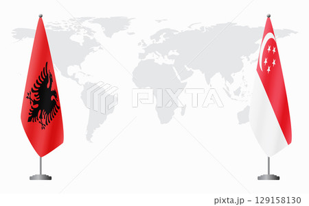 Albania and Singapore flags for official meeting Albania and Singapore flags for official meeting 129158130