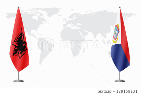 Albania and Sint Maarten flags for official meeting Albania and Sint Maarten flags for official meeting 129158131