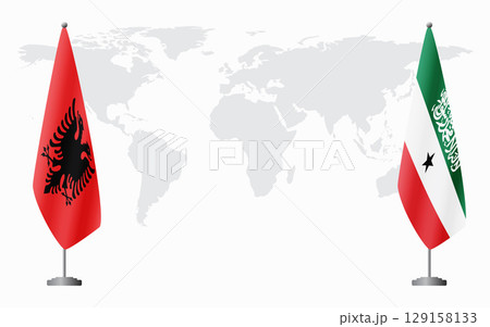 Albania and Somaliland flags for official meeting Albania and Somaliland flags for official meeting 129158133