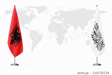 Albania and Afghanistan flags for official meeting 129158139