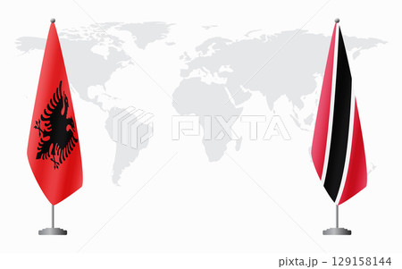 Albania and Trinidad and Tobago flags for official meeting Albania and Trinidad and Tobago flags for official meeting 129158144