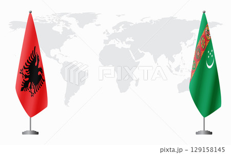 Albania and Turkmenistan flags for official meeting Albania and Turkmenistan flags for official meeting 129158145