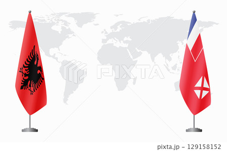Albania and Wallis and Futuna flags for official meeting 129158152