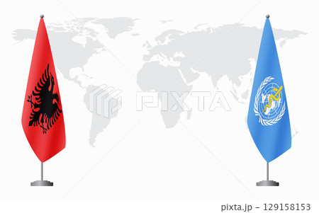 Albania and World Health Organization flags for official m 129158153