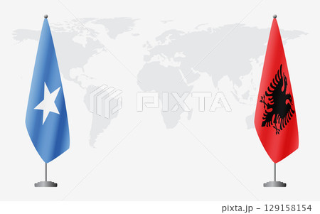 Somalia and Albania flags for official meeting 129158154