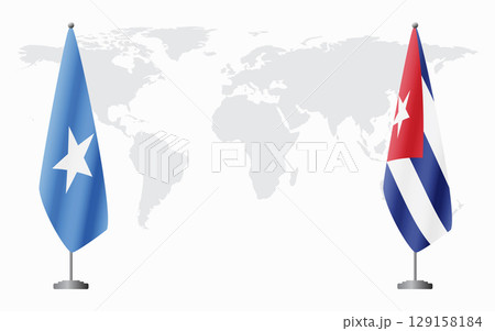 Somalia and Cuba flags for official meeting 129158184