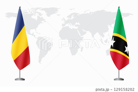 Romania and Saint Kitts and Nevis flags for official meeti 129158202