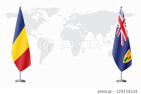 Romania and Turks and Caicos flags for official meeting Romania and Turks and Caicos flags for official meeting 129158228