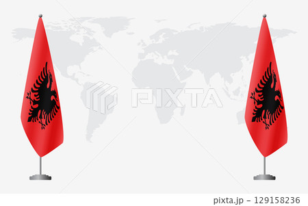 Albania and Albania flags for official meeting Albania and Albania flags for official meeting 129158236