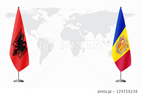 Albania and Andorra flags for official meeting Albania and Andorra flags for official meeting 129158238