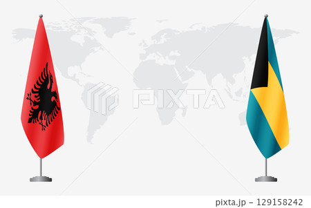 Albania and Bahamas flags for official meeting 129158242