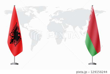 Albania and Belarusian flags for official meeting Albania and Belarusian flags for official meeting 129158244