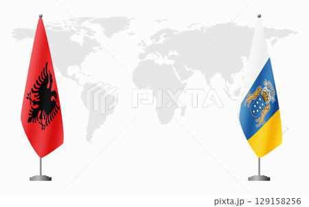 Albania and Canary Islands flags for official meeting Albania and Canary Islands flags for official meeting 129158256