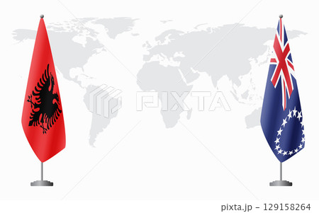 Albania and Cook Islands flags for official meeting Albania and Cook Islands flags for official meeting 129158264