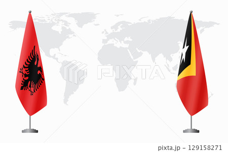 Albania and Timor-Leste flags for official meeting 129158271