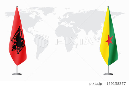 Albania and French Guiana flags for official meeting 129158277