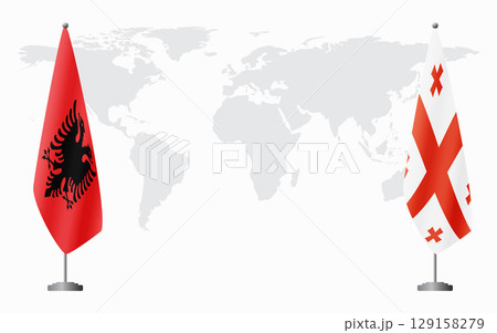 Albania and Georgia flags for official meeting 129158279