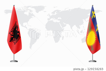 Albania and Guadeloupe flags for official meeting Albania and Guadeloupe flags for official meeting 129158283