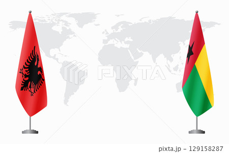 Albania and Guinea Bissau flags for official meeting Albania and Guinea Bissau flags for official meeting 129158287
