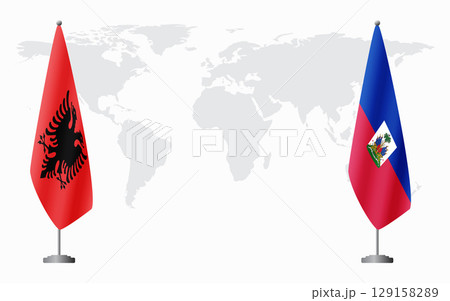 Albania and Haiti flags for official meeting Albania and Haiti flags for official meeting 129158289