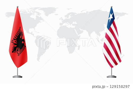 Albania and Liberia flags for official meeting 129158297