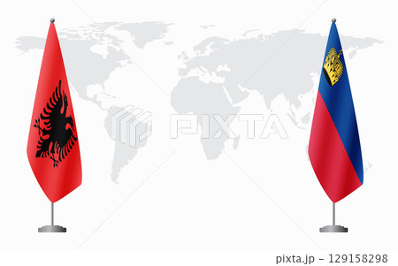 Albania and Liechtenstein flags for official meeting 129158298