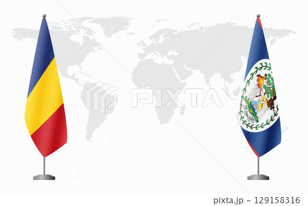 Romania and Belize flags for official meeting 129158316