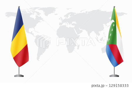 Romania and Comoros flags for official meeting 129158333