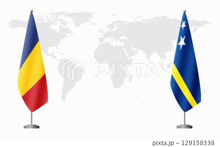 Romania and Curacao flags for official meeting Romania and Curacao flags for official meeting 129158338