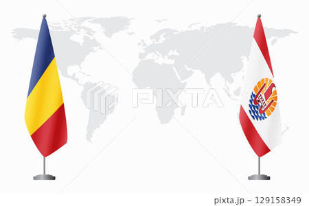 Romania and French Polynesia flags for official meeting 129158349