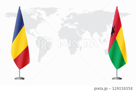 Romania and Guinea Bissau flags for official meeting Romania and Guinea Bissau flags for official meeting 129158358
